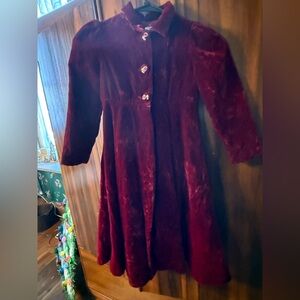 Elegant Velvet Burgundy Toddler Over Coat-READ
